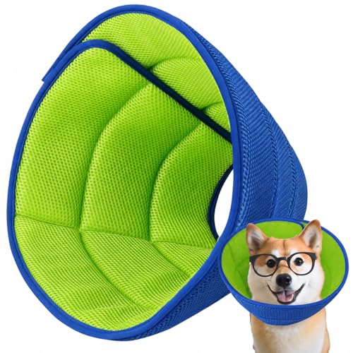 Soft Dog Cone Collar to Stop Licking After Surgery (Blue / L)