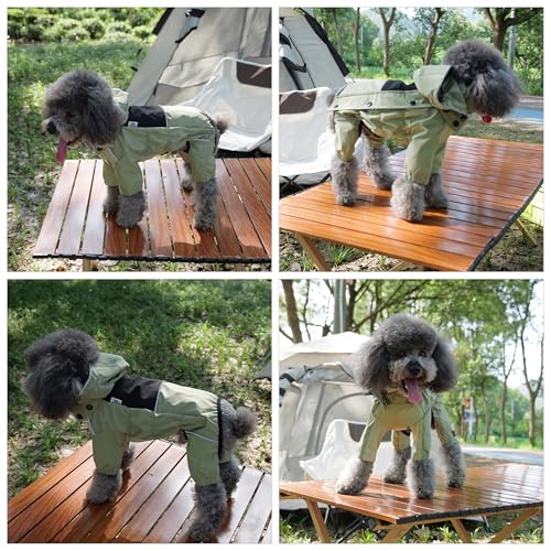 Waterproof Dog Raincoat with Removable Hood (Sage Green / XS (Back 10.5"))