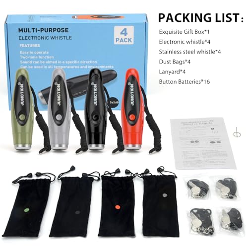 4 Pack Electronic Whistles with 3 (New in 4 Colors)