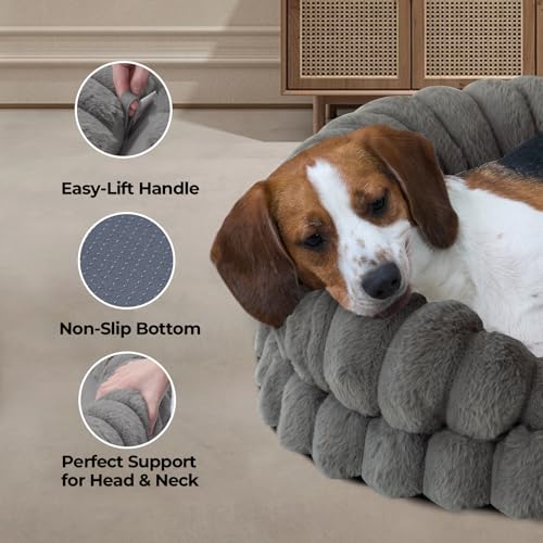 Calming Dog Bed for Medium Sized Dogs (Gray / Medium)