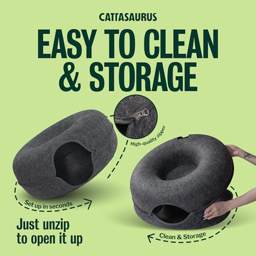 Peekaboo Cat Cave Donut for Multiple & Large Cats up to 30 (Dark Gray / Jumbo)