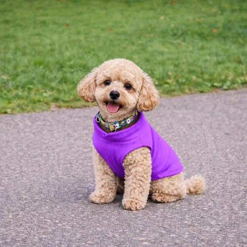 Dog Fleece Vest Sweater with Leash Ring (XXL (25-35lbs) / Purple)