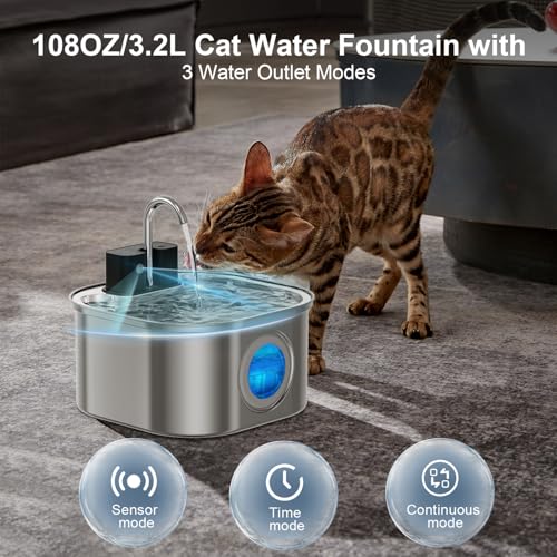 Wireless Cat Water Fountain with 3 Filters + 3 Sponges
