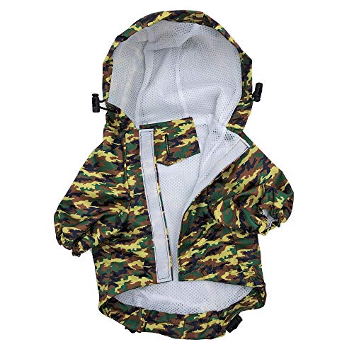 for Small Pet Cat Dog Raincoat Hoodie Coat Waterproof Rain Jacket Rainwear (CAMOUFLAGE / L: Chest - 20", Length - 16")