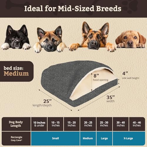 Rectangle Cozy Cave Dog Bed (Merlin Pewter / Medium)
