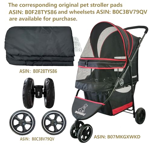 Escort 3 Wheel Dog Cat Pet Stroller for Small (Black/red / 33x37 Inch (Pack of 1))