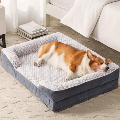 Orthopedic Dog Bed for Medium Dogs (Deep Grey / 28"L x 23"W x 6.5"Th)