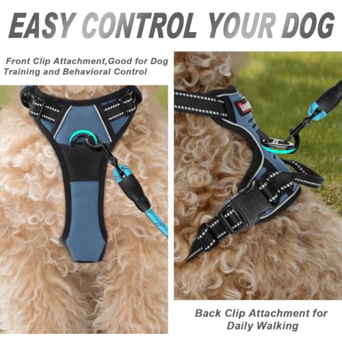 Dog Harness No Pull for Small Sized Dog Front Back Clips (X-Small(Chest:15.5-19.5”) / Navy)