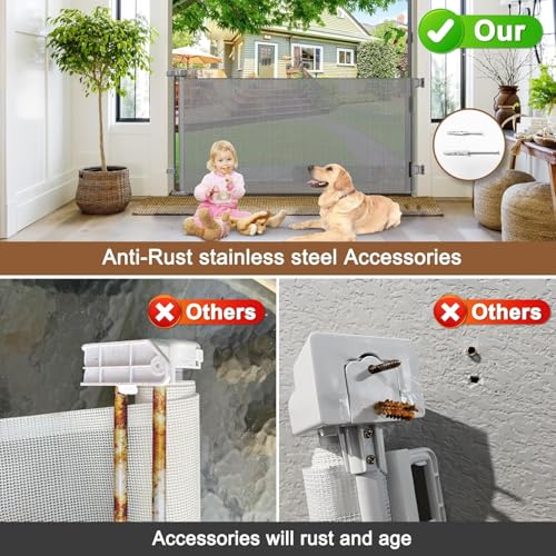 Weatherproof Outdoor Retractable Dog Gates (Gray / 35" X 72")