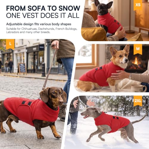Cat Sweater Soft Fleece Dog Vest Warm Dog Jacket with Leash Hole (Red / XX-Small)