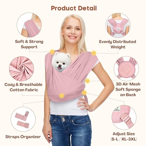 Small Dog Sling Carrier (Light Pink / Plus)