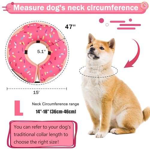 Inflatable Cone Collar for Large Medium Small Dogs (Pink / L（neck 14"-18"）)