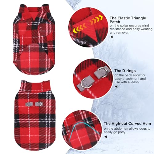 Dog Fleece Vest Sweater Winter Jacket for Small Medium Dogs (X-Small / #2 RED BUFFALO PLAID)