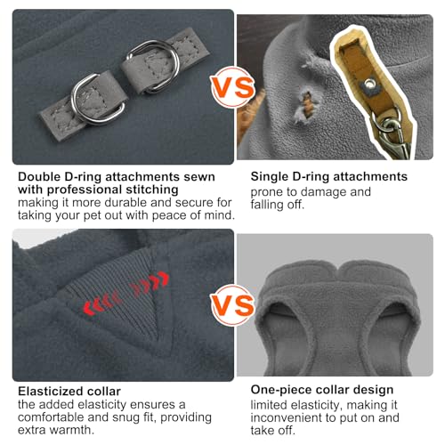 Dog Fleece Vest Sweater Winter Jacket for Small and Medium Dogs with D (Medium / GREY)