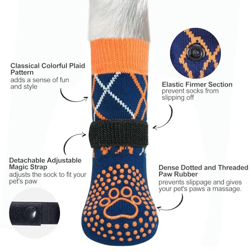 6PCS Dog Socks to Prevent Licking Paws for Hot (Navy Blue / M(Pack of 6))