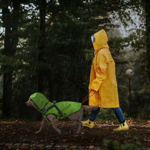 Dog Raincoat Waterproof Dog Hoodie Reflective Dog Raincoat Hooded Adjustable Rain Jacket for Small Medium Large Dogs Puppies (L / Green)