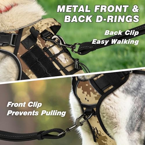 Tactical Dog Harness for Medium Dogs (Camo / Medium: 30-50 lbs (Chest:24-28",Neck:17-19"))