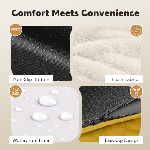 Orthopedic Washable Dog Bed with Bolster for Medium to Large Dogs (36.0"L x 27.0"W x 7.0"Th / Ginger)