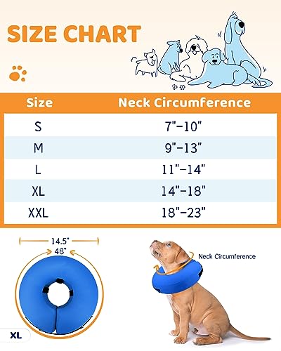 Inflatable Dog Cone Collar Alternative After Surgery (Solid Blue / XL(Neck 14"-18"))