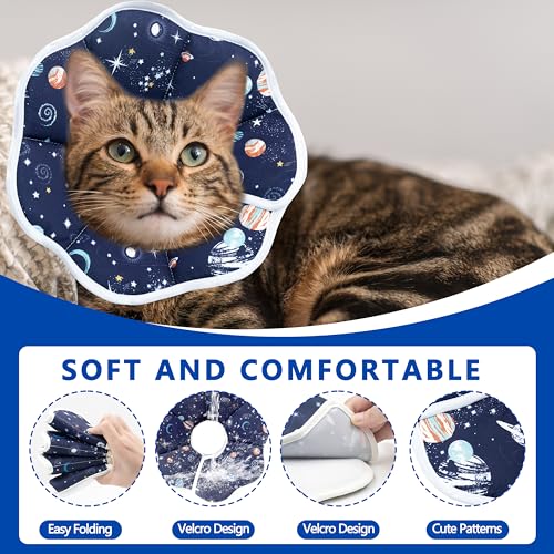 Soft Adjustable Cat Cone Collar (Dark Blue / Medium)