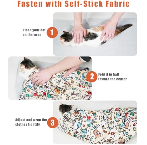 35.5‘’ Cat Grooming Wrap for Cutting Nails (XL-35.5'' / Doodle)