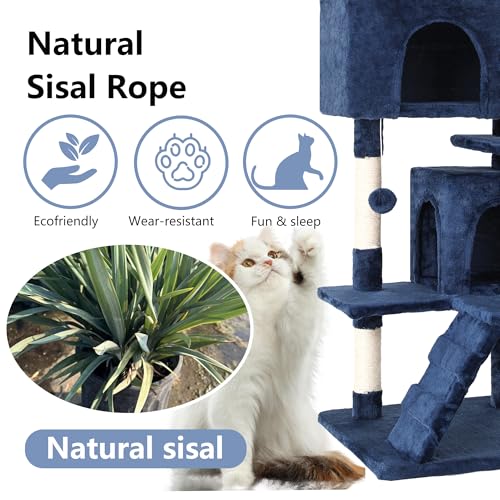 54" Cat Tree Tower (Dark Blue)