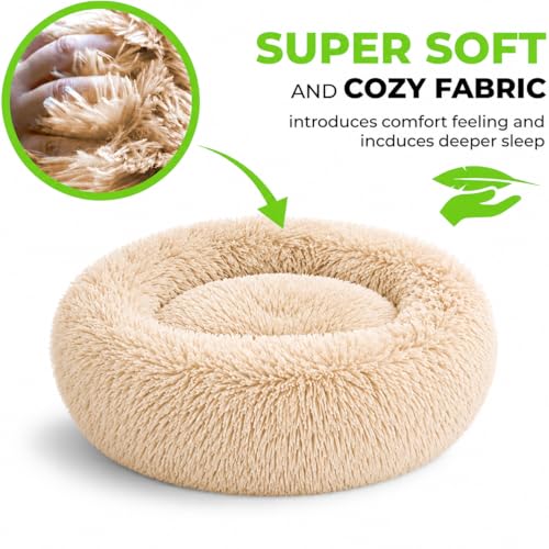 Cat Beds for Indoor Cats & Small Dog (Khaki / 23.00" x 23.00" x 7.00")