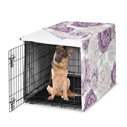 48in. Large Dog Crate Cover (Purple and Ivory Peony / 48.0"L x 32.5"W x 30.5"H)