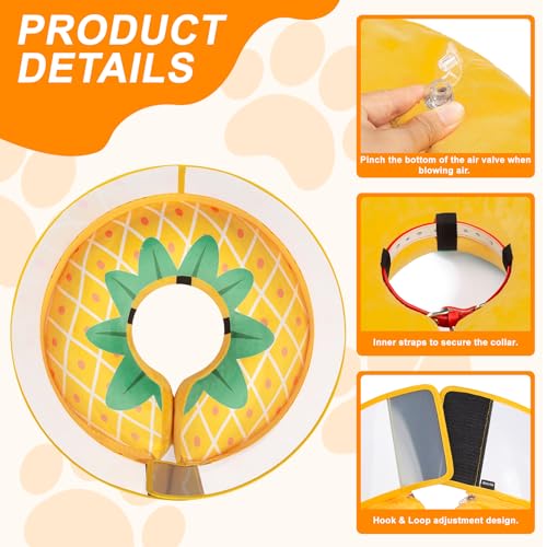 Inflatable Dog Cone Collar for Large Medium Small Dogs (Pineapple / Large)