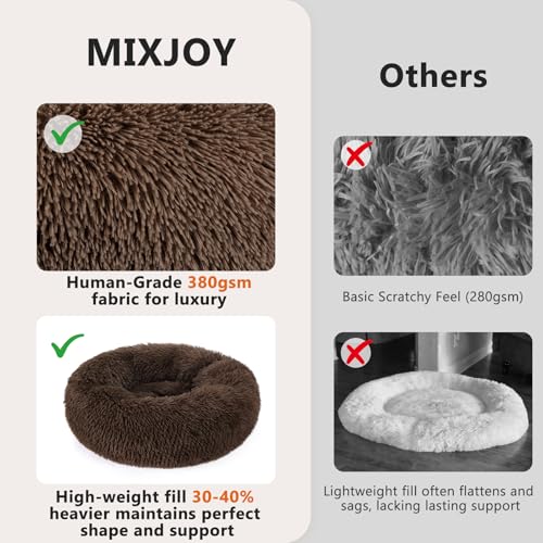 Orthopedic Dog Bed Comfortable Donut Cuddler Round Pet Beds Ultra Soft Washable Dog and Cat Cushion Bed (S(23’’x 23’’) / Chocolate)