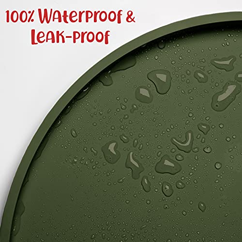 Dog Food Mat Waterproof Dog Bowl Mat (10 Inch (Pack of 1) / Khaki Green)