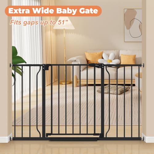 29" 51" Extra Wide Baby Gate (Black / 29-51"Wide, 28"Tall)