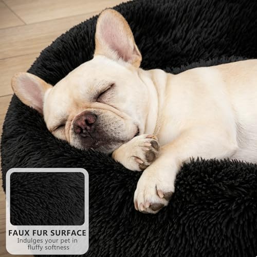 Orthopedic Dog Bed Comfortable Donut Cuddler Round Pet Beds Ultra Soft Washable Dog and Cat Cushion (S-PLUS(27''x 27'') / Black)