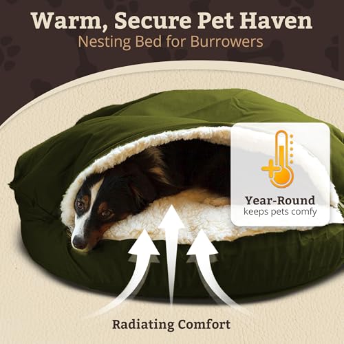 Cozy Cave Dog Bed (25.0"L x 25.0"W x 8.0"Th / Olive)