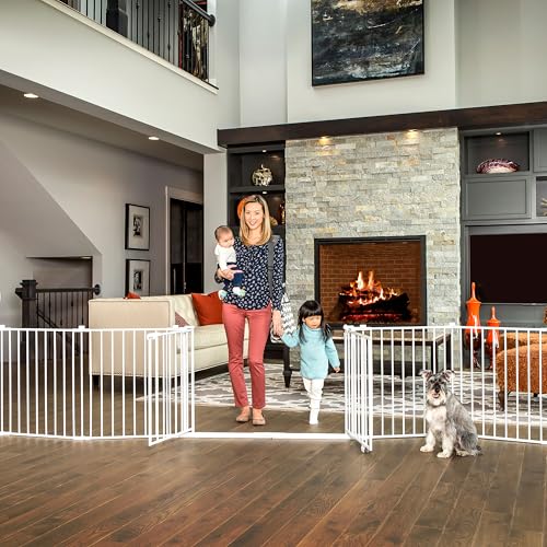 Safety 24" 192" Metal Double Door Baby Gate & Play Yard (52.5-192"W x 28"H / White)