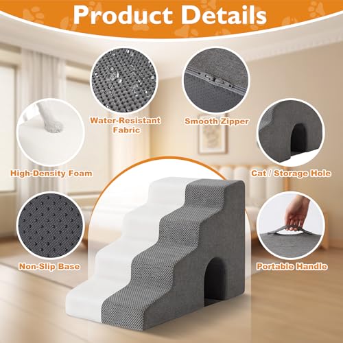 Dog Stairs for Bed 19.5’’ H (Grey / Standard 15.5''x27.2''x19.5'')
