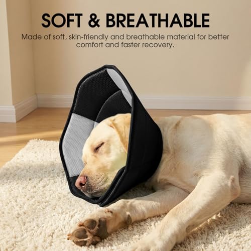 Dog Cones for Large Dogs Soft Dog Cone to Stop Licking (Black / X-Large)
