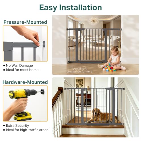 30 48 in Baby Gate for Stairs (Cool Gray / 30-48"W x 30.5"H)