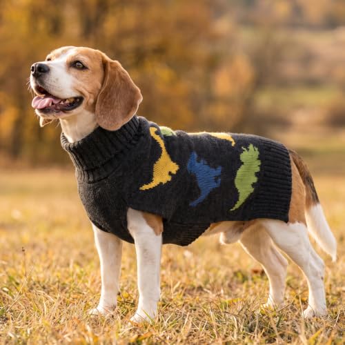 Dog Sweater for Small Dogs Turtleneck Thick Knit Pullover (Medium (7-11lbs) / Dinosaur)