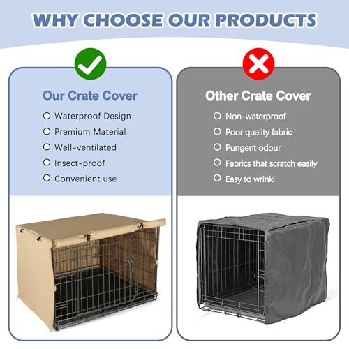 Dog Crate Cover (48.0"L x 30.3"W x 32.3"H / Beige)