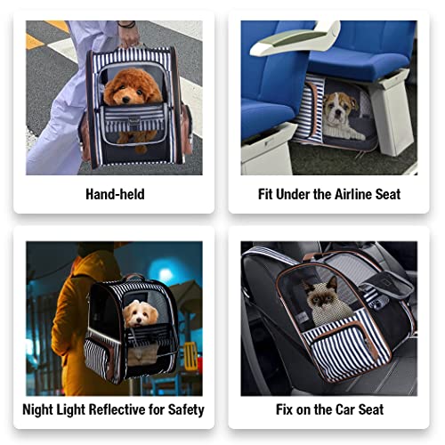 Large Cat Backpack Carrier Expandable Pet Carrier Backpack for Small Dogs Medium Cats Fit Up to 18 Lbs (Striped)