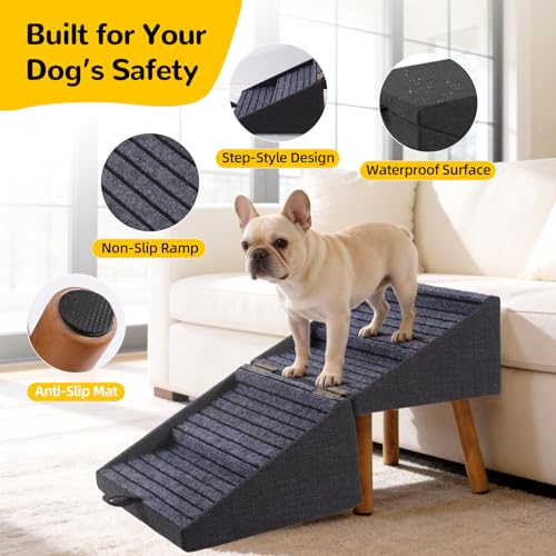 Dog Stairs for Small Dogs 17.13" H Wooden Dog Ramp Ottoman