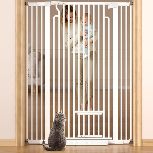 53in Extra Tall Cat Gate for Doorway (White / 53" Tall, 29.5-40.6" Wide)