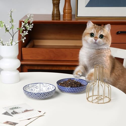 Ceramic Cat Bowls Set of 6 (5.6 Inch, Set of 4 / Vintage Blue)