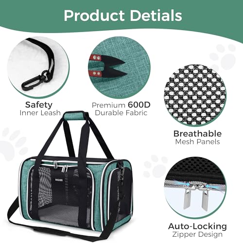Pet Travel Carrier (Green / 17.0"L x 11.0"W x 12.0"H)