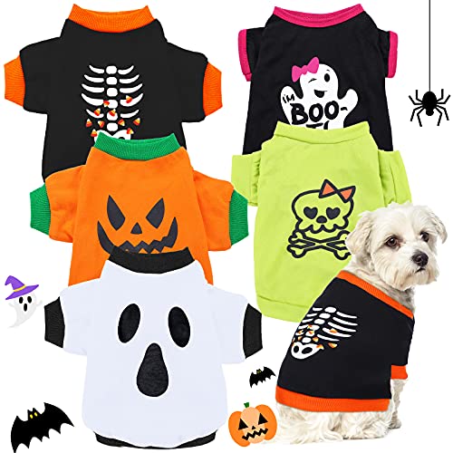 5 Pcs Halloween Dog Shirts Pet Costume Printed (Medium)