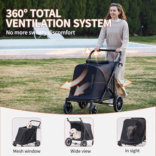 Dog Stroller for Large Dogs (Black)