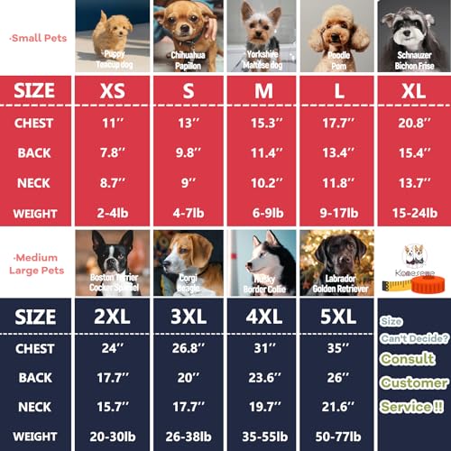 Dog Shirts Soft Cotton Dog Clothes Stretchy T (Blue & Red / XL-(15~24lb) | Chest(~20.8"))