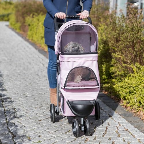 Foldable Pet Stroller for Cats and Dogs (Pink)