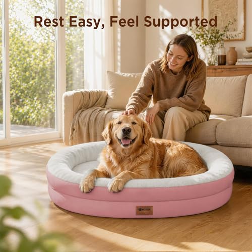 Waterproof Orthopedic Dog Bed for Extra Large Dogs (Pink / 48"L x 35"W x 7.5"Th)